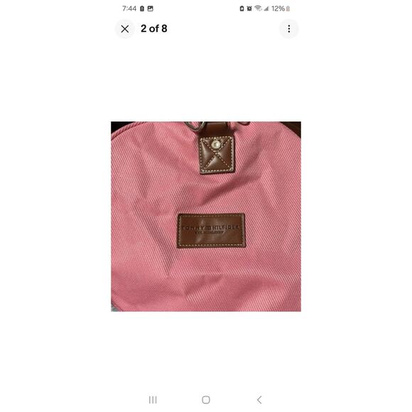 Vintage Tommy Hilfiger Duffle Bag Pink 21x12 Weekender Carry-on - Picture 8 of 10